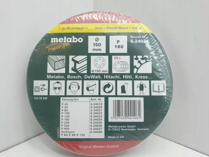 METABO Документы ścierny - krążek О 150 мм P40 6 отверстий 624019000 - 1 шт., фото 1
