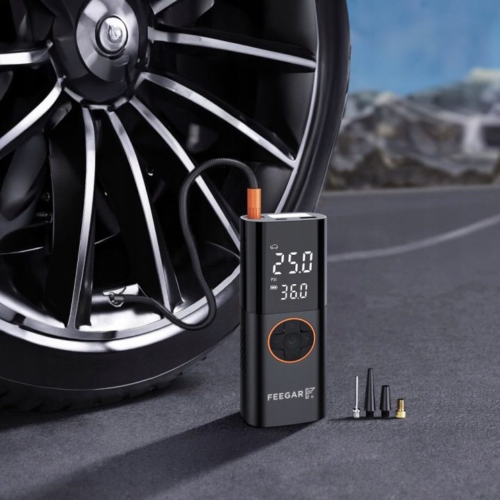 Feegar насос электрический переносной компрессор автомобильный 12V для колес LED, фото 8