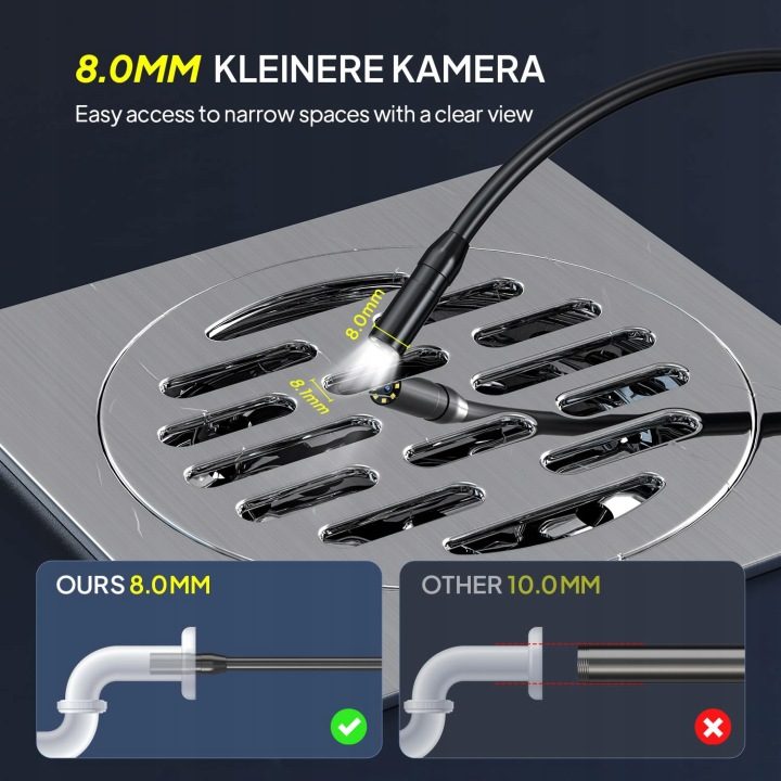 PANCELLENT Инспекционная камера HD 1920P Водонепроницаемая с Дисплеем LED, фото 5