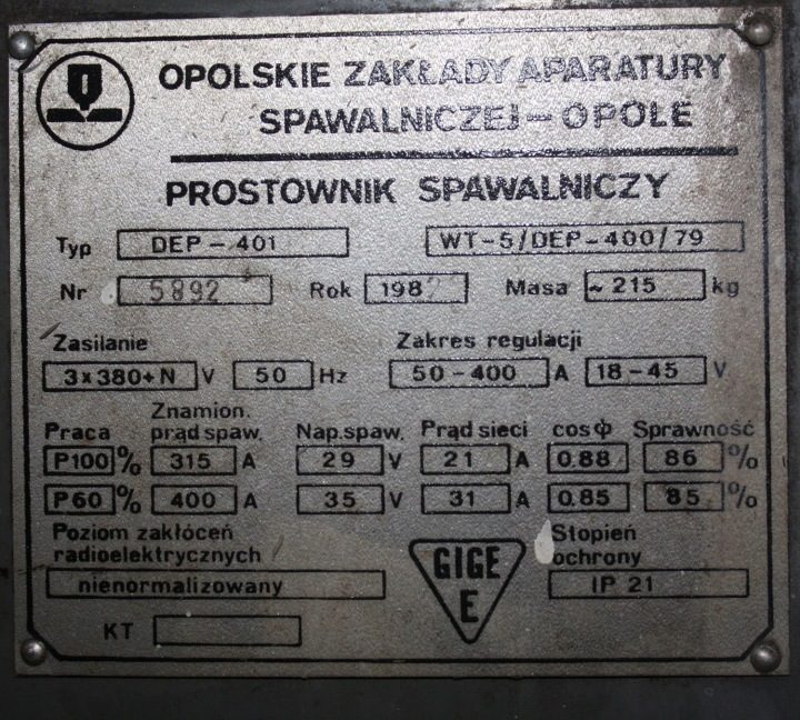 Зарядное устройство сварочное OZAS OPOLE тип DEP-401 3x360+N 50Hz диапазон 50-400A, фото 2