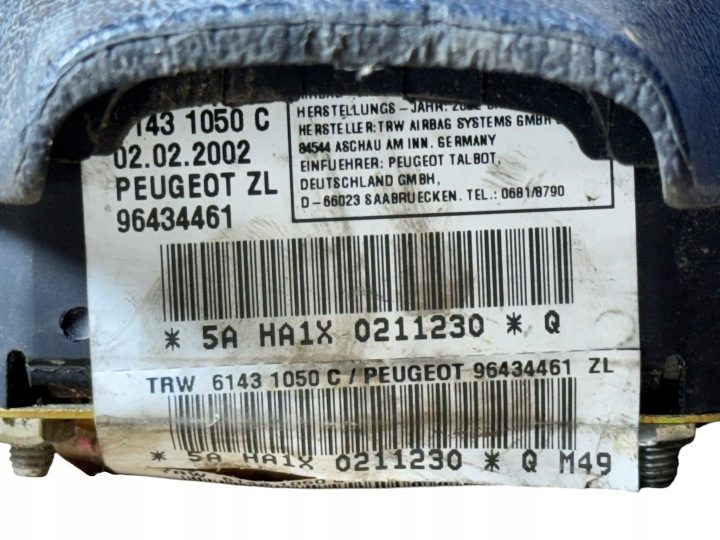 ПОДУШКА БЕЗОПАСНОСТИ ВОЗДУШНАЯ ВОДИТЕЛЯ PEUGEOT PARTNER I 96434461, фото 3