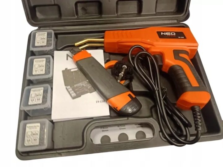 NEO паяльник для пластика 50W + 200 zszywek нож клещи боковые 19-158, фото 2