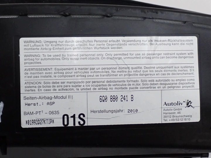 Подушка безопасности боковая левая оригинал 6Q0880241B Skoda Fabia II 10 г., фото 4