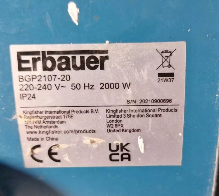 Электрический øııııııııı Erbauer 2000W BGP2107 - 20 / N Instagram, фото 3