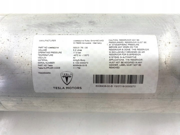 Ресивер Пневмоподвески Tesla S EU ОРИГИНАЛ - Комплект, фото 3