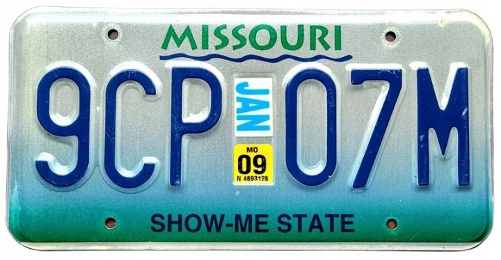 Missouri 2009 - табличка номерная с США, фото 1