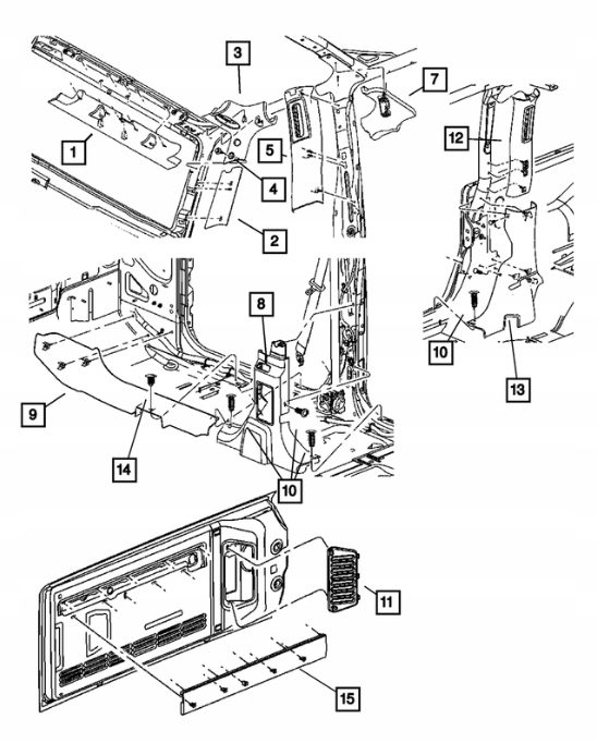 Накладка стойки B левая Jeep Wrangler JK 07-10 2D 5KP71XDVAD, фото 4