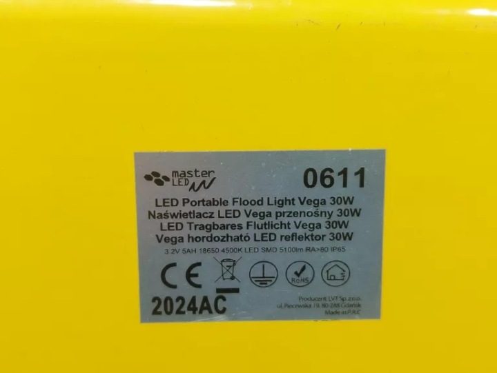 ПРОЖЕКТОР LED ПРОТИВОТУМАННАЯ ФАРА ПЕРЕНОСНАЯ 30W 5AH NEUTRALNY 4500K, фото 5
