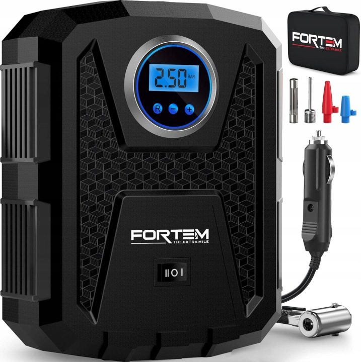 Компрессор для шин Fortem переносной манометр 12V Cyfrowa LCD, фото 5