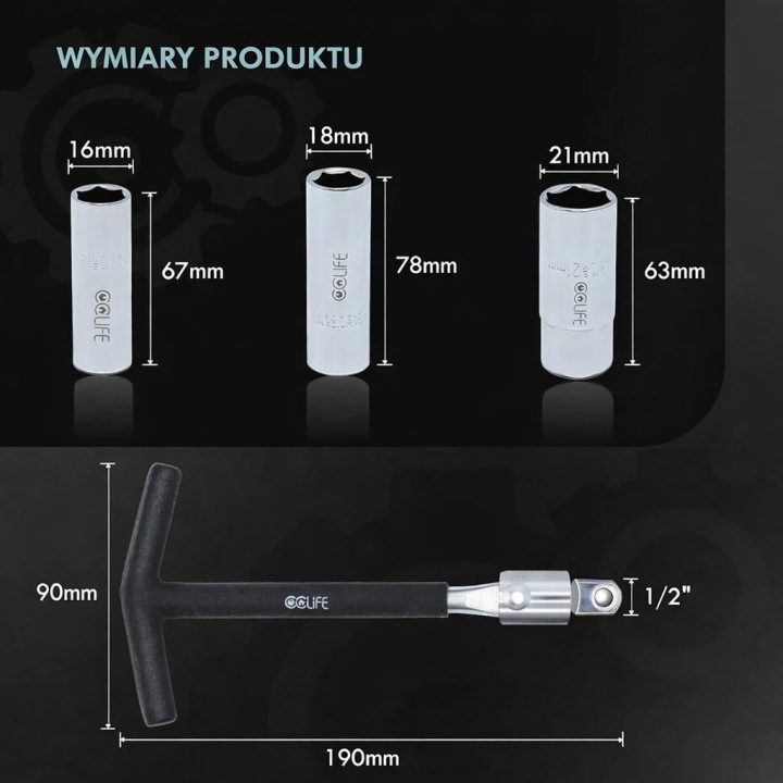 Ключ для Свечей Зажигания 1/2” 6 мм 18 мм 21 мм, фото 3