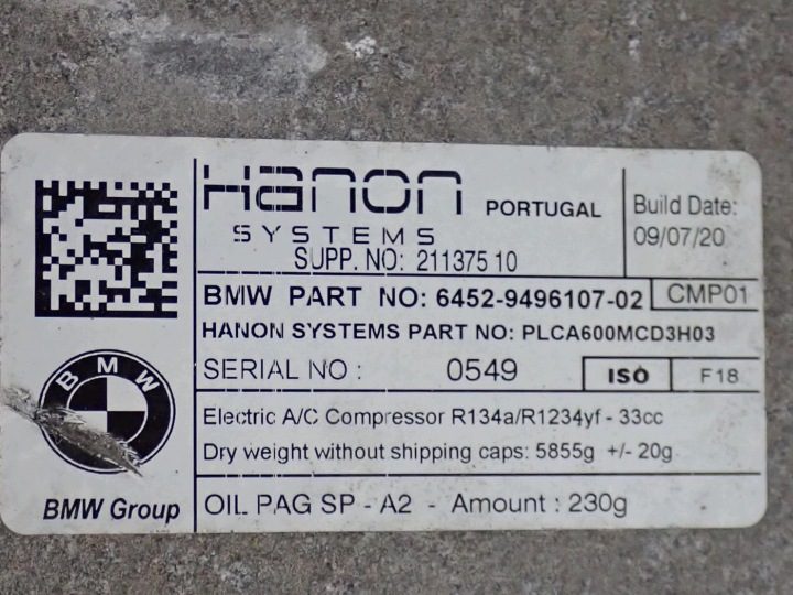 Компрессор кондиционера оригинал 9496107 BMW I3 I3s I01 рестайлинг 20 г., фото 6