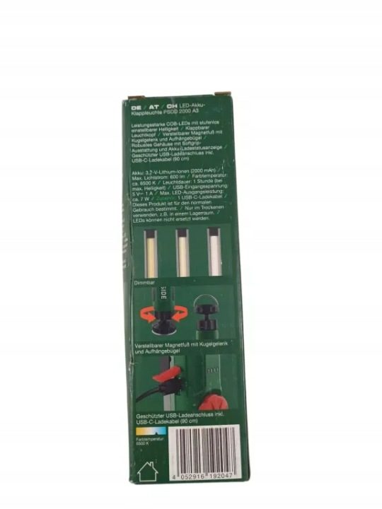 ЛАМПА ПЕРЕНОСНАЯ LED PARKSIDE PPBSTA A1 20V ФОНАРИК АККУМУЛЯТОРНЫЙ, фото 3