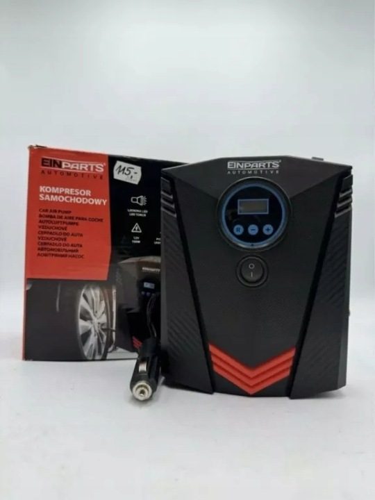 Компрессор автомобильный EinParts 100W 10 бар 12V с манометром LED, фото 1