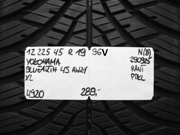 Шина всесезонная Yokohama BluEarth-4S AW21 225/45R19 96 В сцепление на снегу (3PMSF), защита диска, усилитель (XL), фото 13