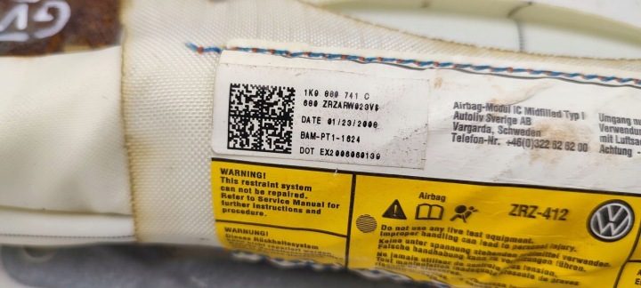 VW GOLF V УНИВЕРСАЛ ШТОРКА AIRBAG ЛЕВЫЙ 1K9880741C, фото 3