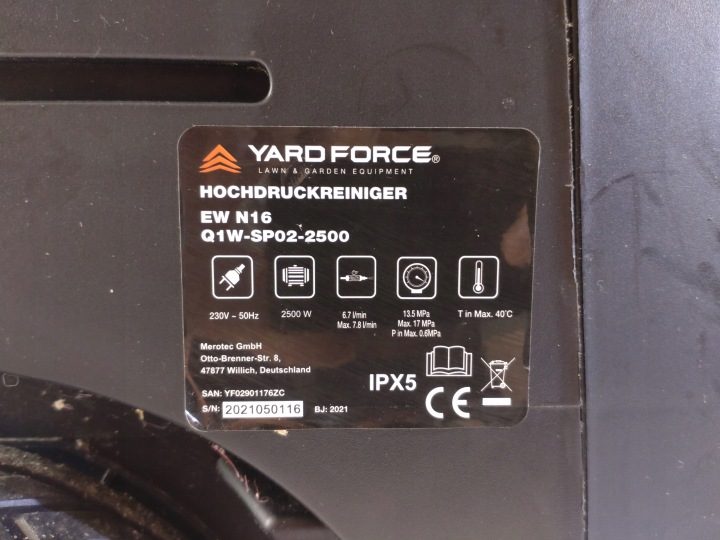 Мойка высокого давления Yard Force 170 бар 2500 Вт, фото 8