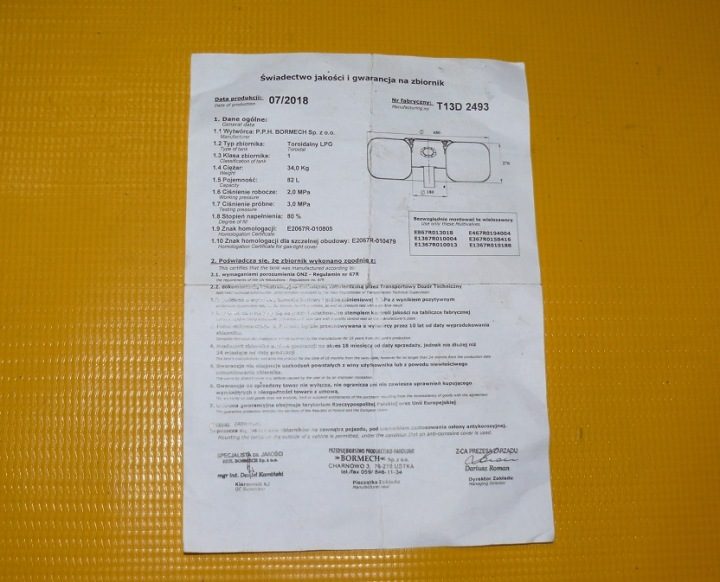 ТОПЛИВНЫЙ БАК ГБО ГАЗА БАЛЛОН В КОЛЕСО WIELOZAWÓR 82L HOM 07.2028 680/270mm, фото 4