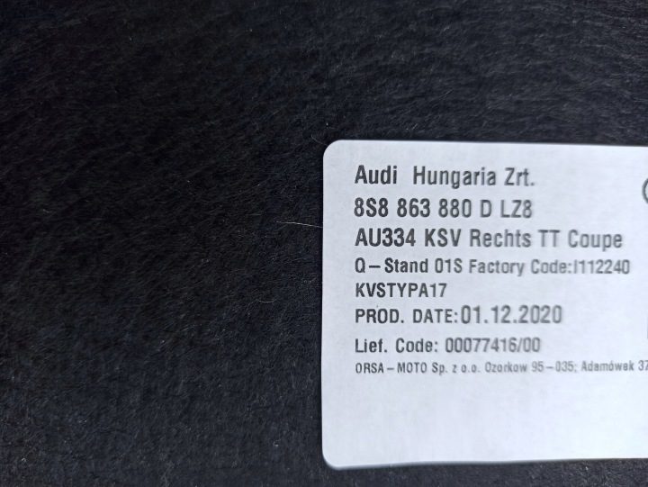 ОБШИВКИ ПОЛ БАГАЖНИКА KMP AUDI TT 8S 8S8861529, фото 8