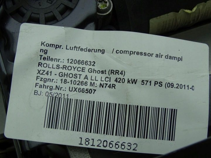 Rolls-Royce Ghost I RR4 09-20 компрессор пневмоподвески пневматического 6850319, фото 8