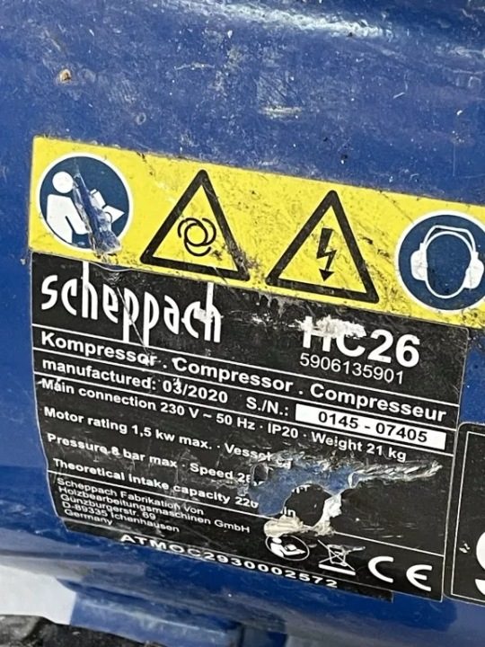 Компрессор Воздуха Scheppach HC26 8 бар 1500 Вт, фото 5