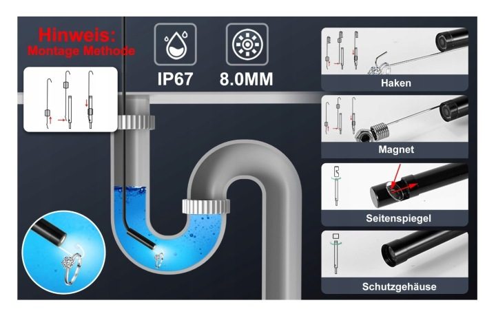 HOFENY Эндоскоп HD 1920P LED Инспекционная камера IP67 Android iOS 5m, фото 4