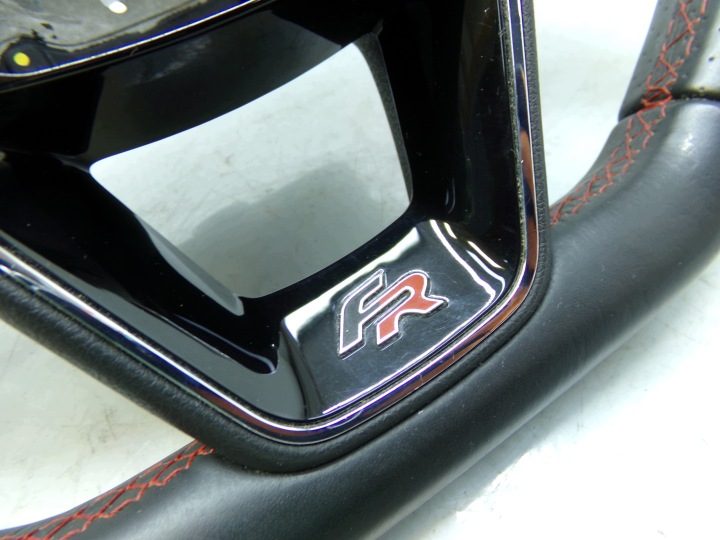 Руль мультифункциональный кожаный красный строчка Seat Ibiza FR 575419091H, фото 5