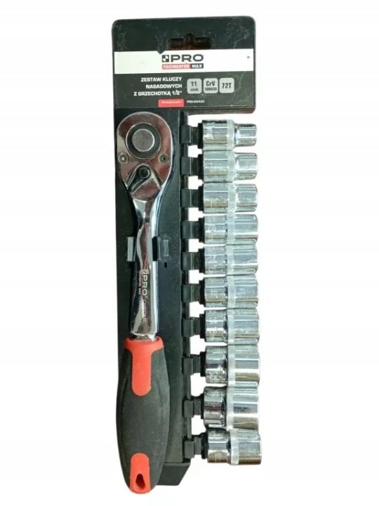 PRO КОМПЛЕКТ ТОРЦЕВЫХ ГОЛОВОК С ТРЕЩОТКОЙ 1/2" 11 шт. CR-V PRO-WK430, фото 1