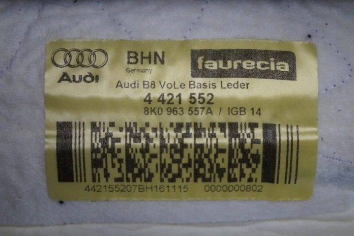 AUDI A5 8T ОБИВКА СПИНКА СИДЕНЬЯ ЛЕВАЯ ПАССАЖИРА С ПОДОГРЕВОМ 8T8881776A 8K096355, фото 3