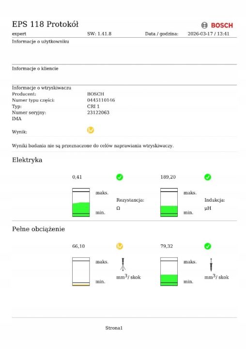 OPEL ASTRA H 1.7CDTI ФОРСУНКА BOSCH 0445110146 ТЕСТ, фото 6