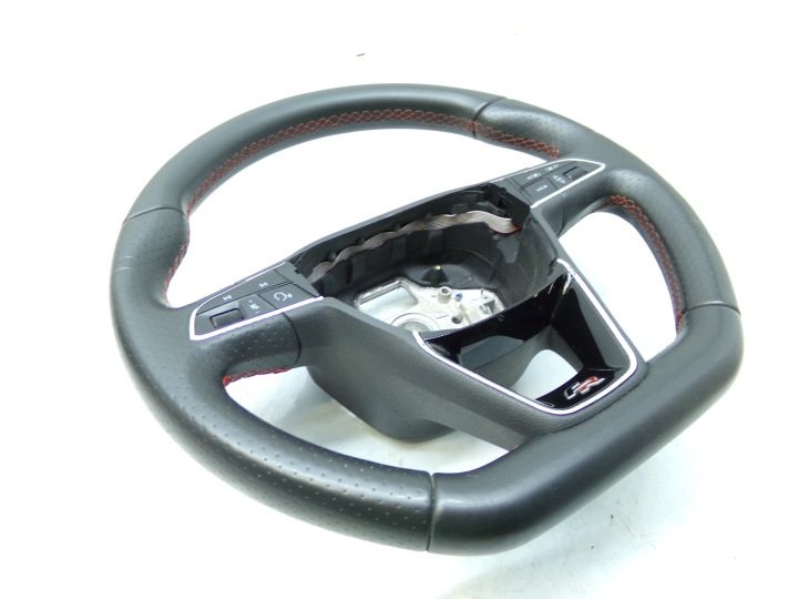 Руль мультифункциональный кожаный красный строчка Seat Ibiza FR 575419091H, фото 1