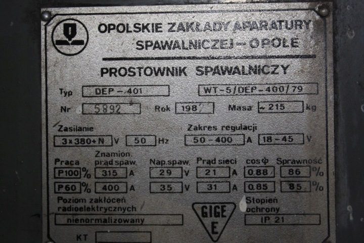 Зарядное устройство сварочное OZAS OPOLE тип DEP-401 3x360+N 50Hz диапазон 50-400A, фото 6