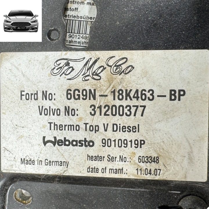 АВТОНОМНЫЙ ОТОПИТЕЛЬ WEBASTO FORD MONDEO MK4, S-MAX MK1 6G9N-18K463-BP, фото 5