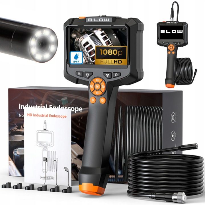 Инспекционная камера гаражная эндоскоп 5 м Full HD LCD для труб двигателя LED, фото 1