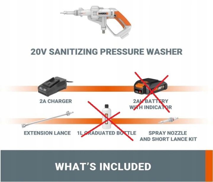 WORX WP650E Sprzęt для dezynfekcji 20 В, opryskiwacz аккумуляторный, фото 2