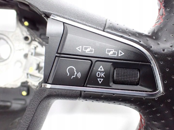 РУЛЬ МУЛЬТИФУНКЦИОНАЛЬНЫЙ КОЖА КРАСНАЯ СТРОЧКА SEAT LEON III 5F FR 16 г., фото 3