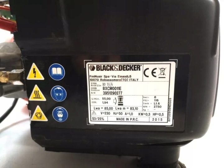 Компрессор безмасляный Black+Decker 8213295BND005 6 l 8 бар, фото 6