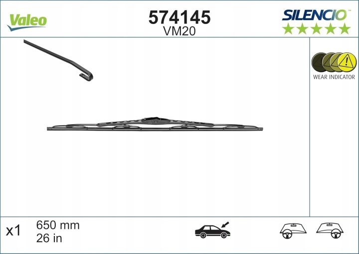 Щетка стеклоочистителя Valeo 574145 передняя 650 мм, фото 1
