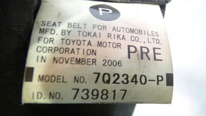 РЕМЕНЬ ЛЕВЫЙ ПЕРЕДНИЙ БЕЗОПАСНОСТИ TOYOTA RAV4 III 2.2D-CAT, фото 6