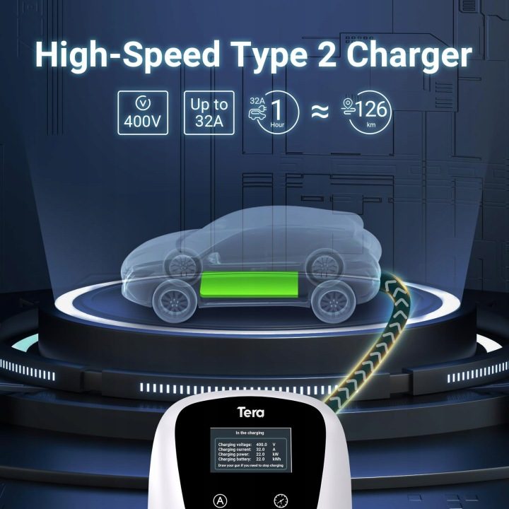 Tera EV W01 зарядное устройство автомобильное Smart App Wallbox 22 кВт 32A 7m Тип 2, фото 8