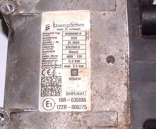 Webasto Hydronic II D5S 12V / 40W / 5,2 кВт / 2,5 №. GM 9255414 , 376756FG, фото 4