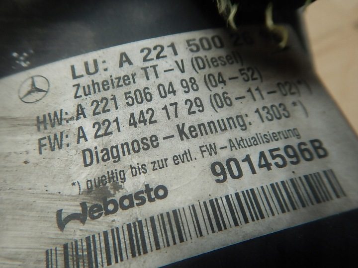 MERCEDES W221 АВТОНОМНЫЙ ОТОПИТЕЛЬ WEBASTO A2215002698 ЕВРОПА, фото 7