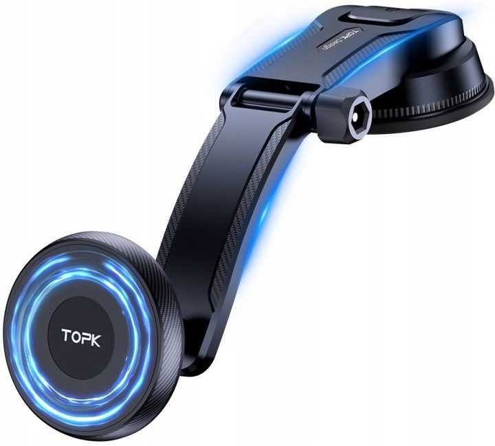 Кронштейн для телефона магнитный Topk черный teleskopowy 360°, фото 1