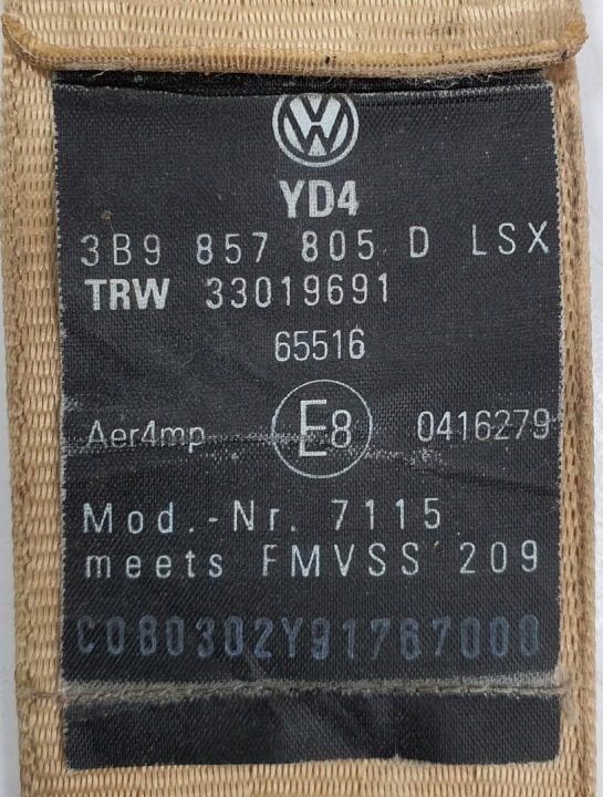 РЕМЕНЬ БЕЗОПАСНОСТИ ЛЕВЫЙ ЗАДНИЙ VW PASSAT B5 3B9857805D, фото 4