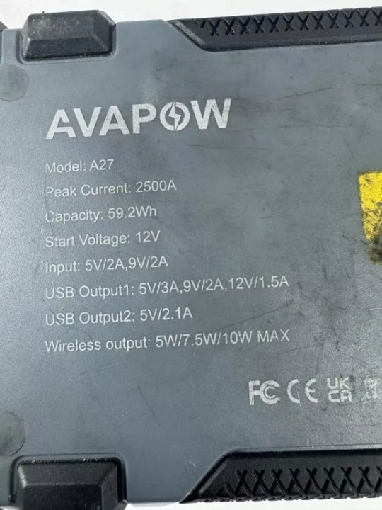 Booster пусковой AVAPOW A27 2500 А 16000 мАч IP65, фото 7