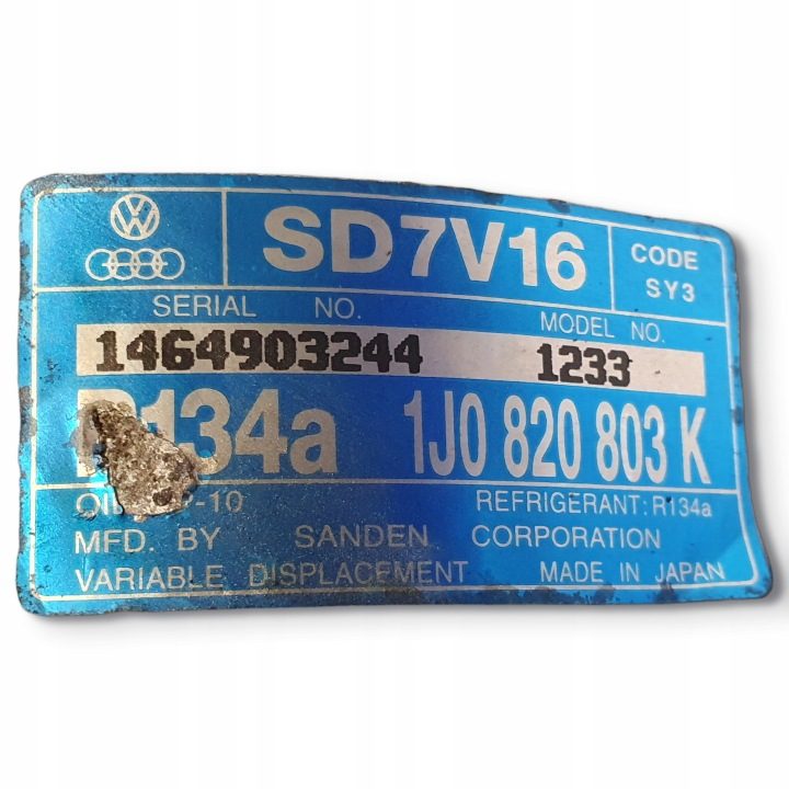 КОМПРЕССОР КОНДИЦИОНЕРА Skoda Octavia I 1.8 т насос 1J0820803K, фото 2