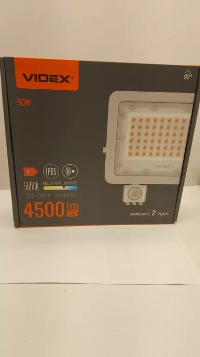 Прожектор с датчиком движения Videx VLE-F2e-505W-S 50 Вт 4500 lm 5000K IP65, фото 1