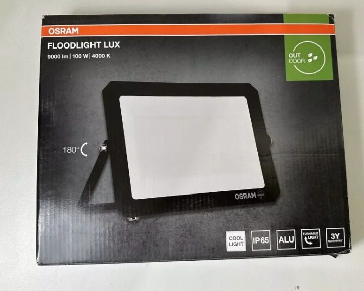 Прожектор Osram Floodlight Люкс 100W 3000K белый тепла 9000lm IP65 черный, фото 1