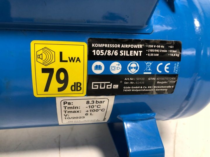 Компрессор безмасляный GÜDE SILENT 550 6 l 8 бар, фото 7