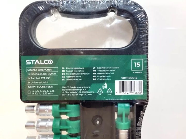 Комплект насадки и трещотка на Hangerze 15 элементов 1/4” сталь CR-V Stalco, фото 3