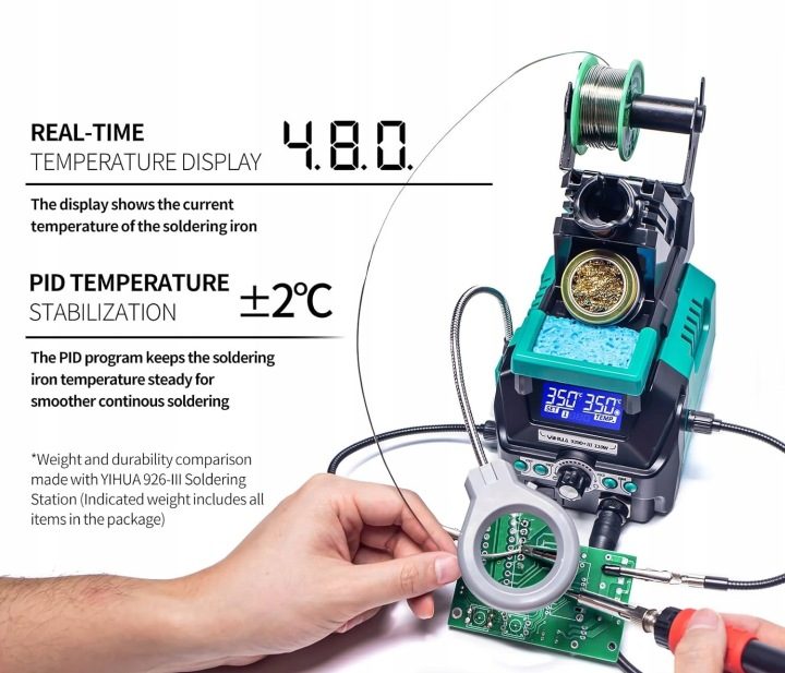 YIHUA 939D+ III EVO Станция паяльная bezołowiowa 110W с lupą и uchwytami, фото 2